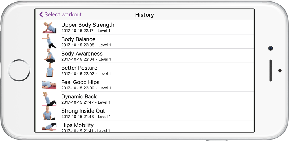 My History. Poworkout Screenshot Points
