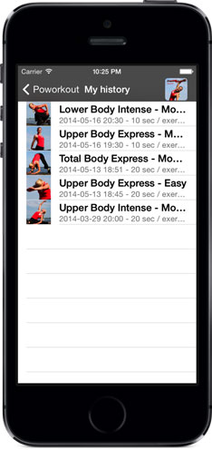 My training history Poworkout Stretch Screenshot Training History